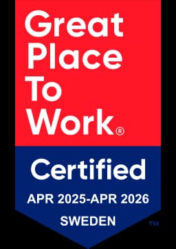 Certified as a Great Place To Work (Sweden), April 2025–April 2026
